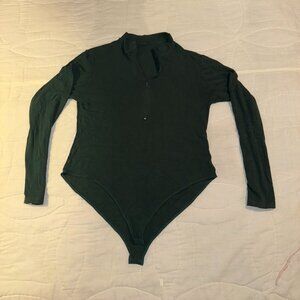 Green Zip-Front Bodysuit – Size [L-XXL] – Long Sleeve